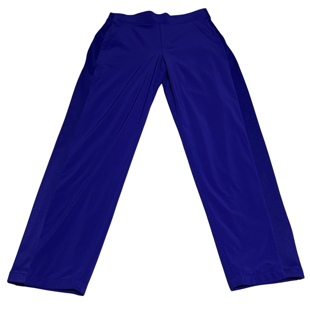Athleta Pants Women 4 28" Purple Blue Ribbed Side Panel Straight Active Travel
